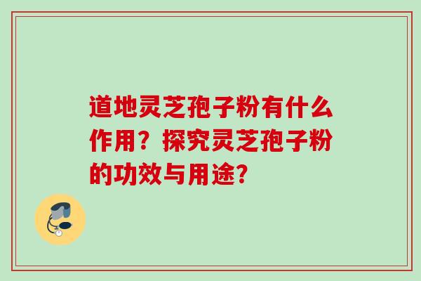 道地灵芝孢子粉有什么作用？探究灵芝孢子粉的功效与用途？