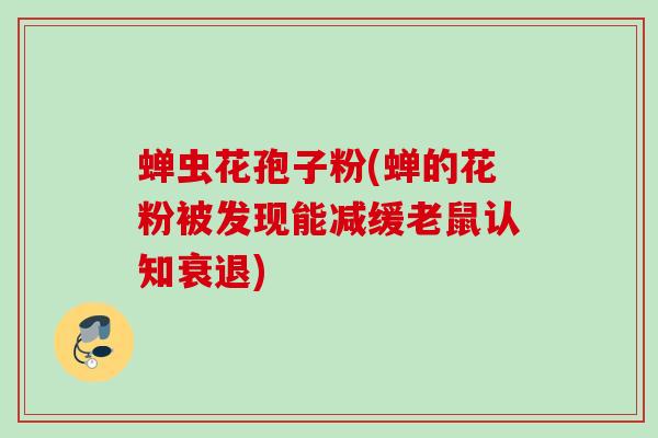 蝉虫花孢子粉(蝉的花粉被发现能减缓老鼠认知衰退)