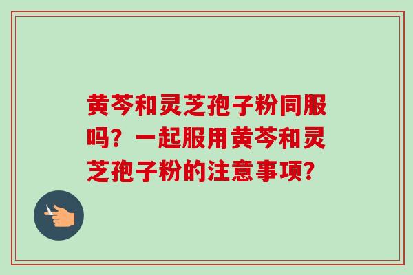 黄芩和灵芝孢子粉同服吗？一起服用黄芩和灵芝孢子粉的注意事项？