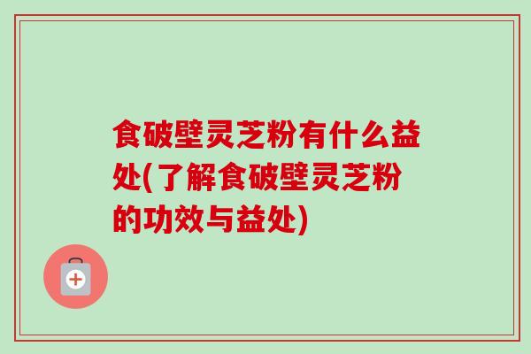 食破壁灵芝粉有什么益处(了解食破壁灵芝粉的功效与益处)