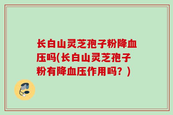 长白山灵芝孢子粉降血压吗(长白山灵芝孢子粉有降血压作用吗？)