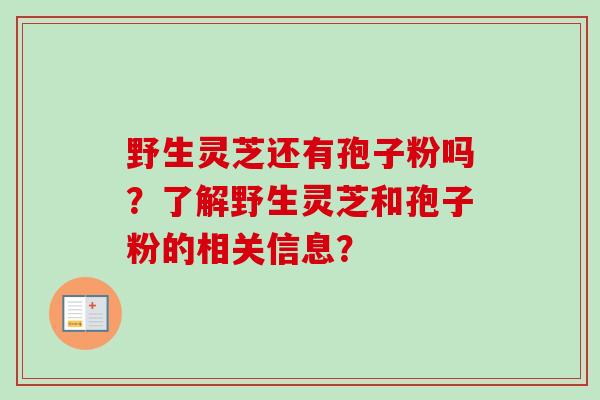 野生灵芝还有孢子粉吗？了解野生灵芝和孢子粉的相关信息？
