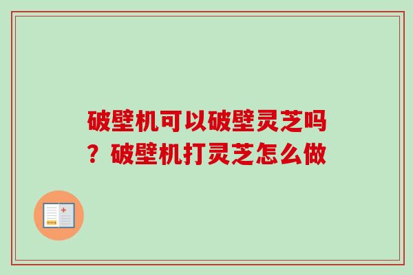 破壁机可以破壁灵芝吗？破壁机打灵芝怎么做