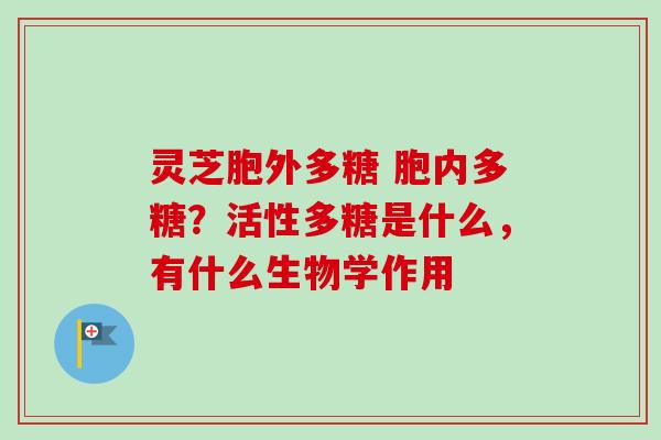 灵芝胞外多糖 胞内多糖?活性多糖是什么,有什么生物学作用 灵芝胞外多糖 胞内多糖?活性多糖是什么,有什么生物学作用