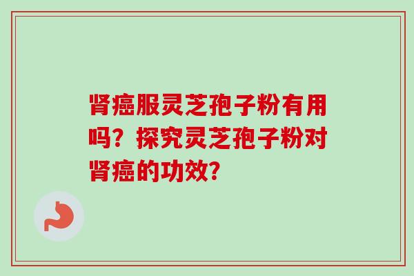 肾癌服灵芝孢子粉有用吗？探究灵芝孢子粉对肾癌的功效？