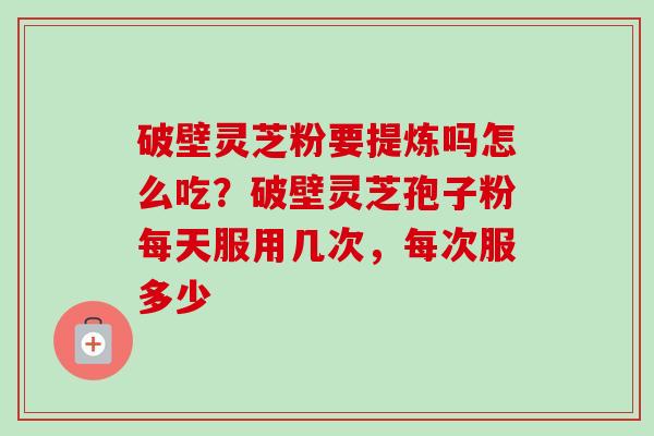 破壁灵芝粉要提炼吗怎么吃？破壁灵芝孢子粉每天服用几次，每次服多少