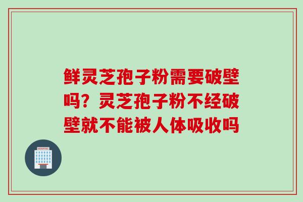 鲜灵芝孢子粉需要破壁吗？灵芝孢子粉不经破壁就不能被人体吸收吗
