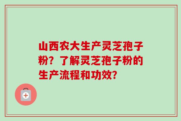 山西农大生产灵芝孢子粉？了解灵芝孢子粉的生产流程和功效？