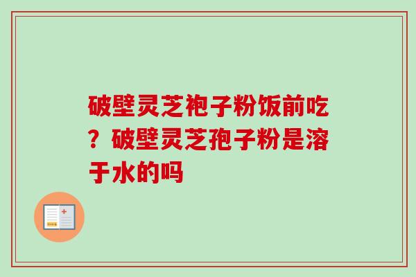 破壁灵芝袍子粉饭前吃？破壁灵芝孢子粉是溶于水的吗