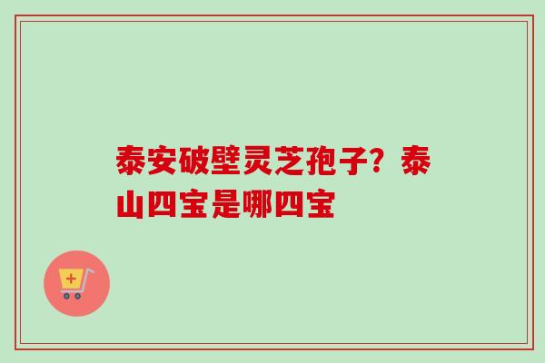 泰安破壁灵芝孢子？泰山四宝是哪四宝