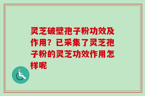 灵芝破壁孢子粉功效及作用？已采集了灵芝孢子粉的灵芝功效作用怎样呢