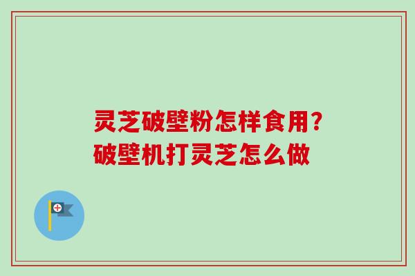 灵芝破壁粉怎样食用？破壁机打灵芝怎么做