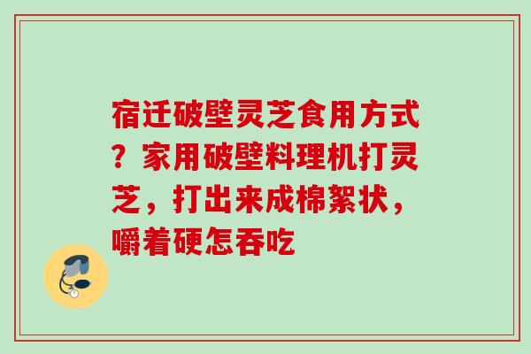 宿迁破壁灵芝食用方式？家用破壁料理机打灵芝，打出来成棉絮状，嚼着硬怎吞吃