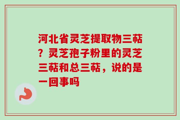 河北省灵芝提取物三萜？灵芝孢子粉里的灵芝三萜和总三萜，说的是一回事吗