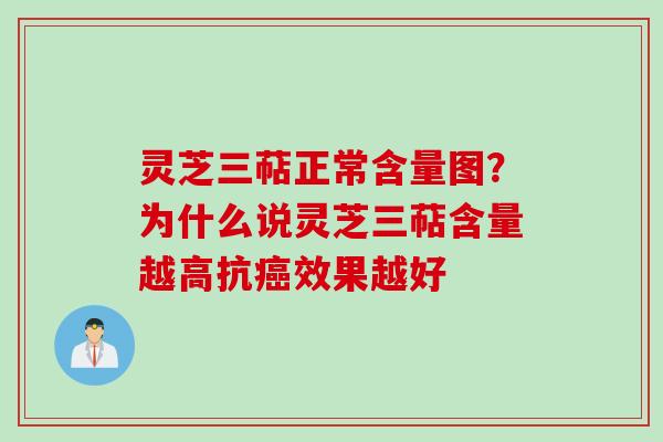 灵芝三萜正常含量图？为什么说灵芝三萜含量越高抗癌效果越好