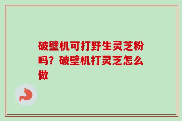 破壁机可打野生灵芝粉吗？破壁机打灵芝怎么做