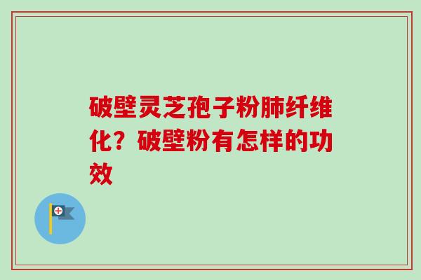 破壁灵芝孢子粉纤维化?破壁粉有怎样的功效 破壁灵芝孢子粉纤维化?破壁粉有怎样的功效