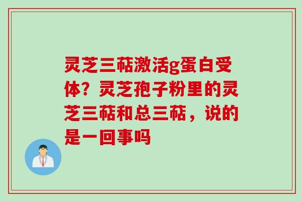 灵芝三萜激活g蛋白受体？灵芝孢子粉里的灵芝三萜和总三萜，说的是一回事吗