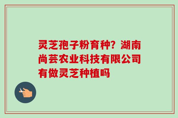 灵芝孢子粉育种？湖南尚芸农业科技有限公司有做灵芝种植吗