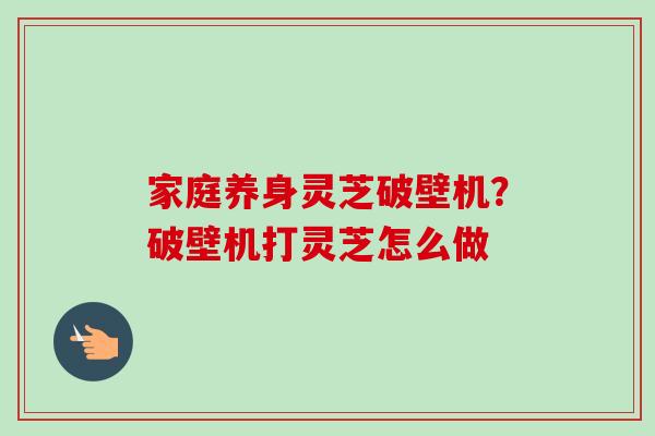 家庭养身灵芝破壁机？破壁机打灵芝怎么做