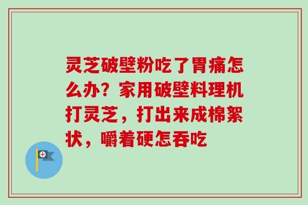 灵芝破壁粉吃了胃痛怎么办？家用破壁料理机打灵芝，打出来成棉絮状，嚼着硬怎吞吃