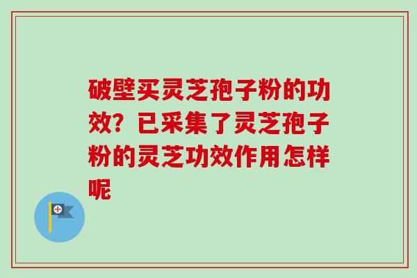 破壁买灵芝孢子粉的功效?已采集了灵芝孢子粉的灵芝功效作用怎样呢 破壁买灵芝孢子粉的功效?已采集了灵芝孢子粉的灵芝功效作用怎样呢