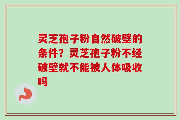 灵芝孢子粉自然破壁的条件？灵芝孢子粉不经破壁就不能被人体吸收吗