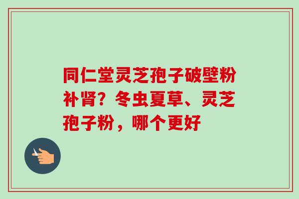 同仁堂灵芝孢子破壁粉补肾？冬虫夏草、灵芝孢子粉，哪个更好