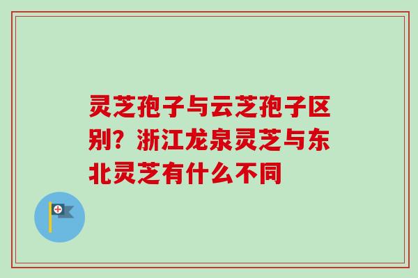 灵芝孢子与云芝孢子区别？浙江龙泉灵芝与东北灵芝有什么不同