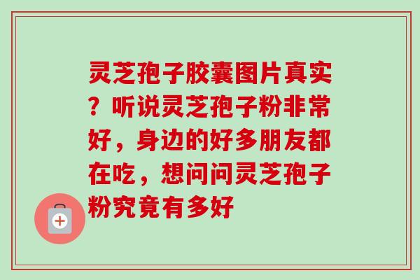灵芝孢子胶囊图片真实？听说灵芝孢子粉非常好，身边的好多朋友都在吃，想问问灵芝孢子粉究竟有多好