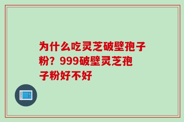 为什么吃灵芝破壁孢子粉？999破壁灵芝孢子粉好不好