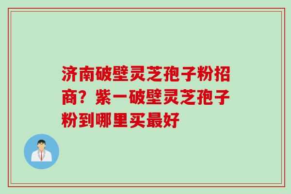济南破壁灵芝孢子粉招商？紫一破壁灵芝孢子粉到哪里买最好