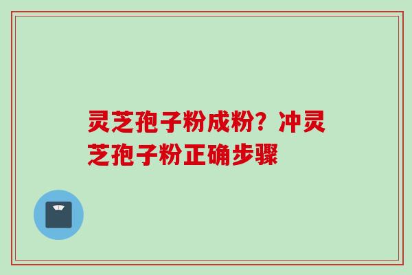 灵芝孢子粉成粉？冲灵芝孢子粉正确步骤