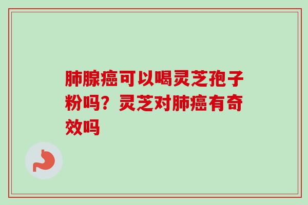 肺腺癌可以喝灵芝孢子粉吗？灵芝对肺癌有奇效吗
