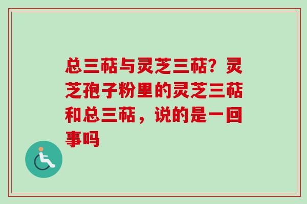 总三萜与灵芝三萜？灵芝孢子粉里的灵芝三萜和总三萜，说的是一回事吗