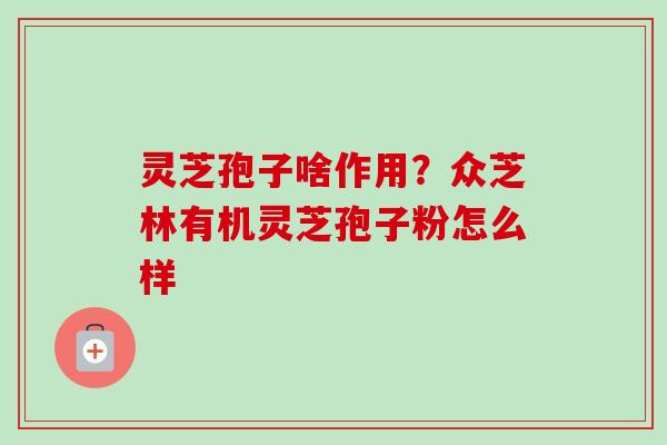 灵芝孢子啥作用？众芝林有机灵芝孢子粉怎么样