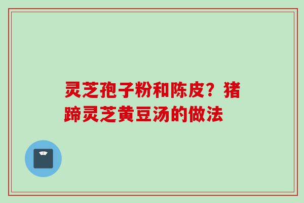 灵芝孢子粉和陈皮？猪蹄灵芝黄豆汤的做法