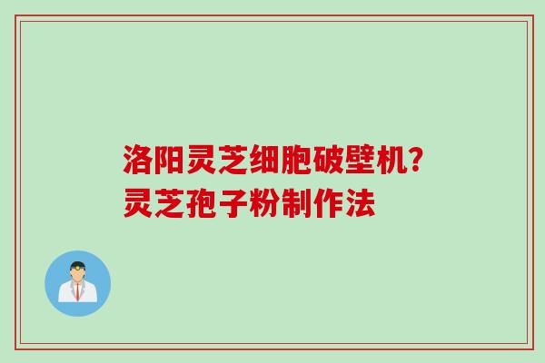 洛阳灵芝细胞破壁机？灵芝孢子粉制作法
