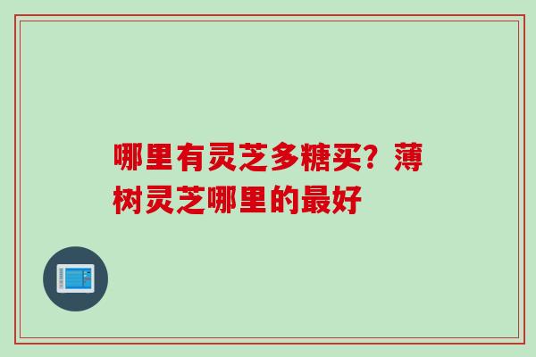 哪里有灵芝多糖买？薄树灵芝哪里的最好