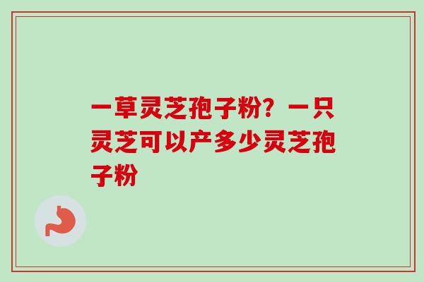 一草灵芝孢子粉？一只灵芝可以产多少灵芝孢子粉