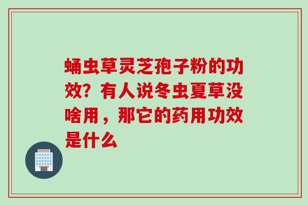 蛹虫草灵芝孢子粉的功效？有人说冬虫夏草没啥用，那它的药用功效是什么