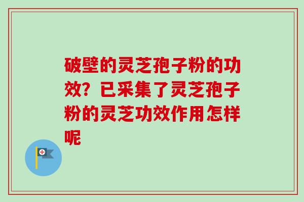 破壁的灵芝孢子粉的功效？已采集了灵芝孢子粉的灵芝功效作用怎样呢