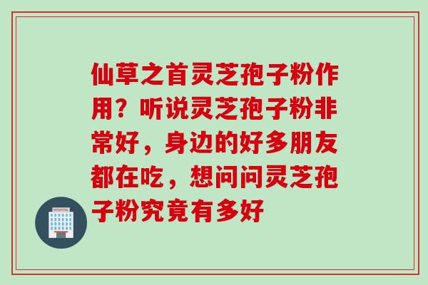 仙草之首灵芝孢子粉作用？听说灵芝孢子粉非常好，身边的好多朋友都在吃，想问问灵芝孢子粉究竟有多好