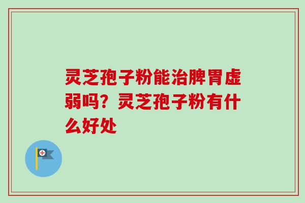 灵芝孢子粉能治脾胃虚弱吗？灵芝孢子粉有什么好处
