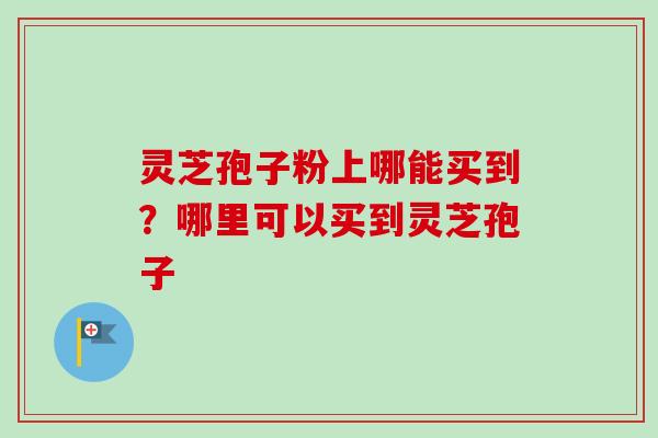 灵芝孢子粉上哪能买到？哪里可以买到灵芝孢子