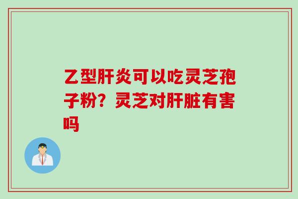乙型肝炎可以吃灵芝孢子粉？灵芝对肝脏有害吗