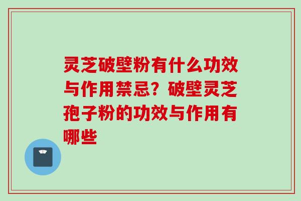 灵芝破壁粉有什么功效与作用禁忌？破壁灵芝孢子粉的功效与作用有哪些