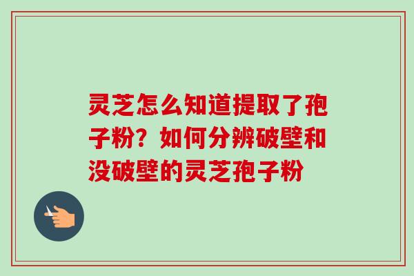 灵芝怎么知道提取了孢子粉？如何分辨破壁和没破壁的灵芝孢子粉