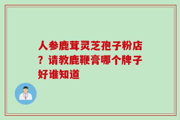 人参鹿茸灵芝孢子粉店？请教鹿鞭膏哪个牌子好谁知道