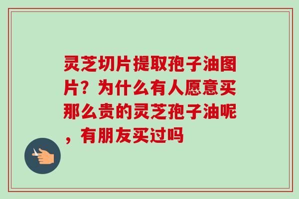 灵芝切片提取孢子油图片？为什么有人愿意买那么贵的灵芝孢子油呢，有朋友买过吗